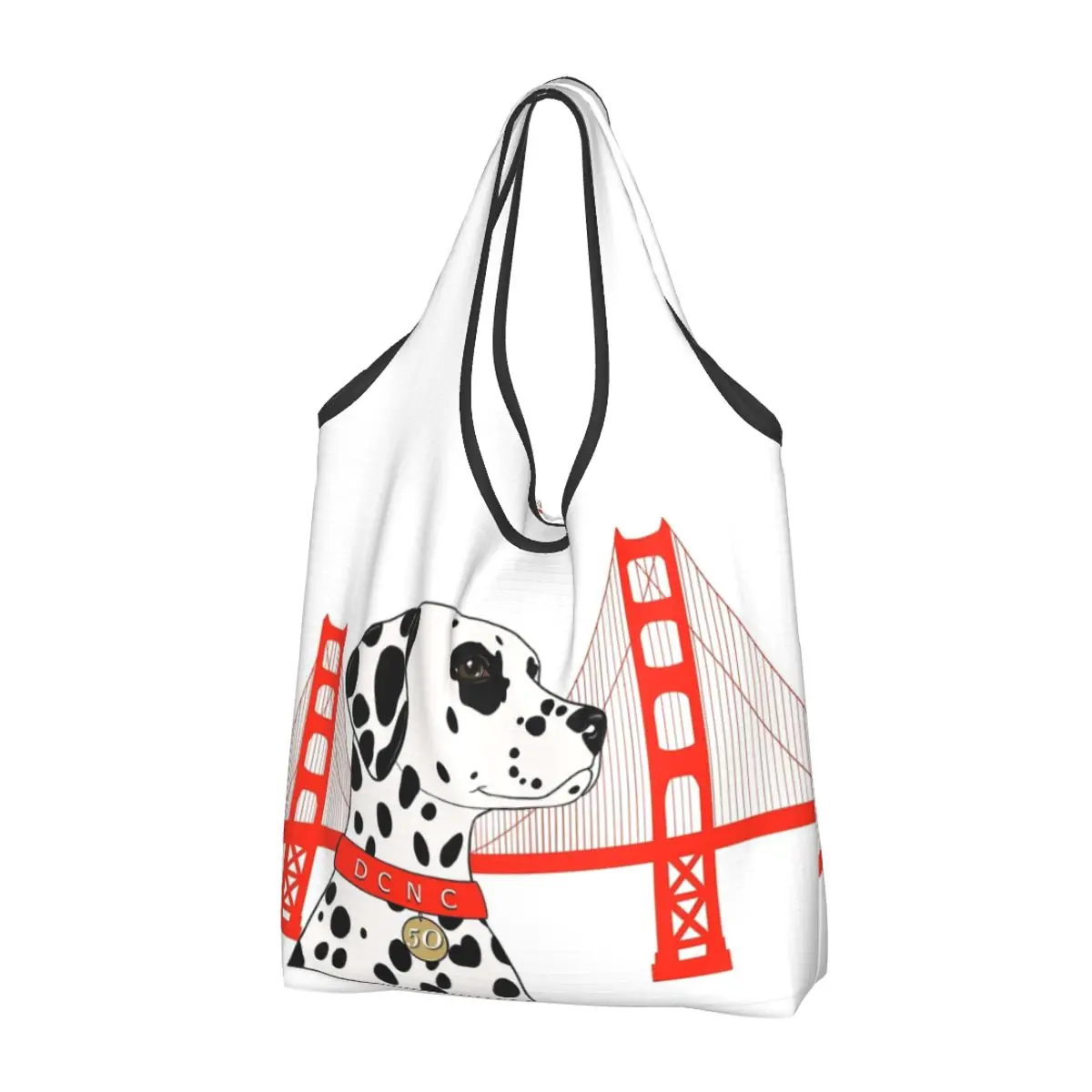 Dalmatian Club Of Northern California Portable Tote Shopping Bags Large Capacity Shopper Bag Grocery Handbag Shoulder Bag