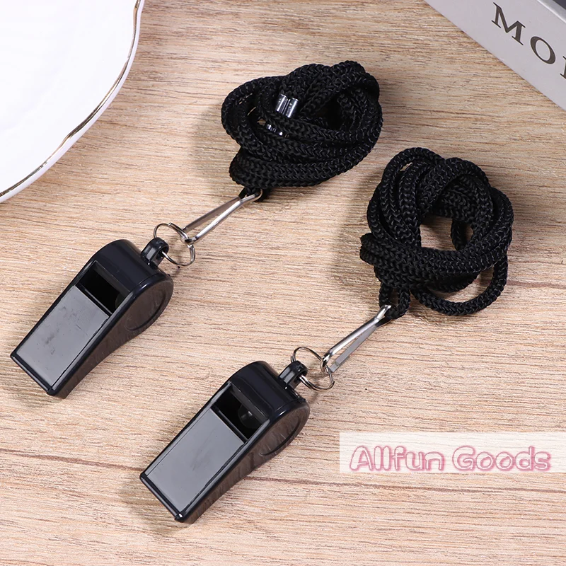 2/5/10Pcs High Quality Black Whistle For Sports Football Basketball Referee Training Outdoor Survival Whistle With Lanyard