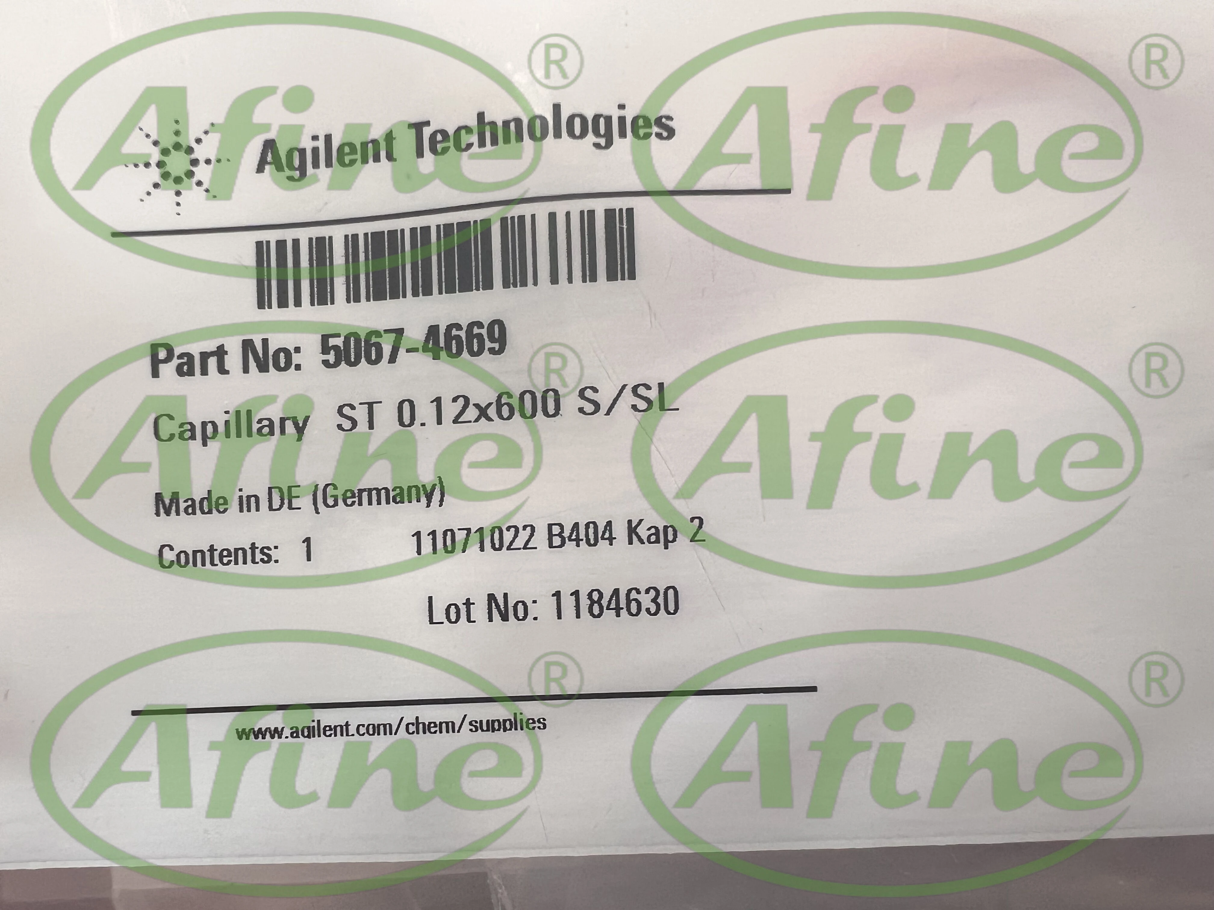 AFINE Agilent 5067-4669 Capillary stainless steel, 0.12 x 600 mm S/SL ns/ns