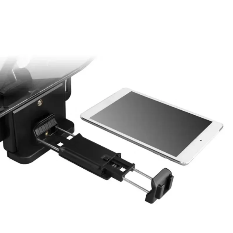 Teleprompter, portable mobile phone interview host, outside shot teleprompter