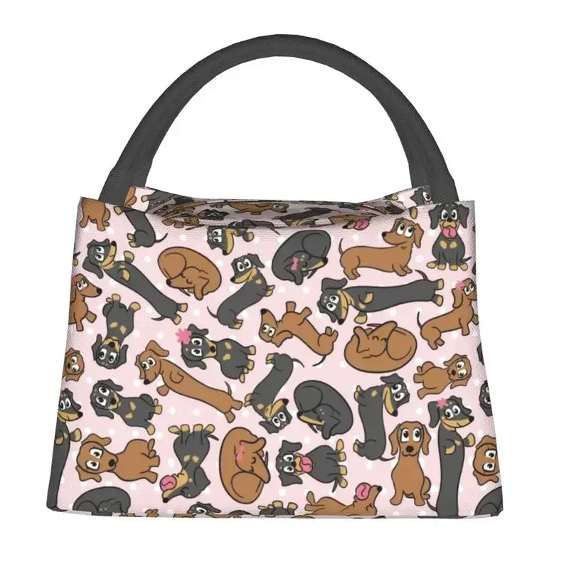 Custom Cute Dachshund Cuties Lunch Bags Women Cooler Warm Insulated Lunch Boxes for Office Travel