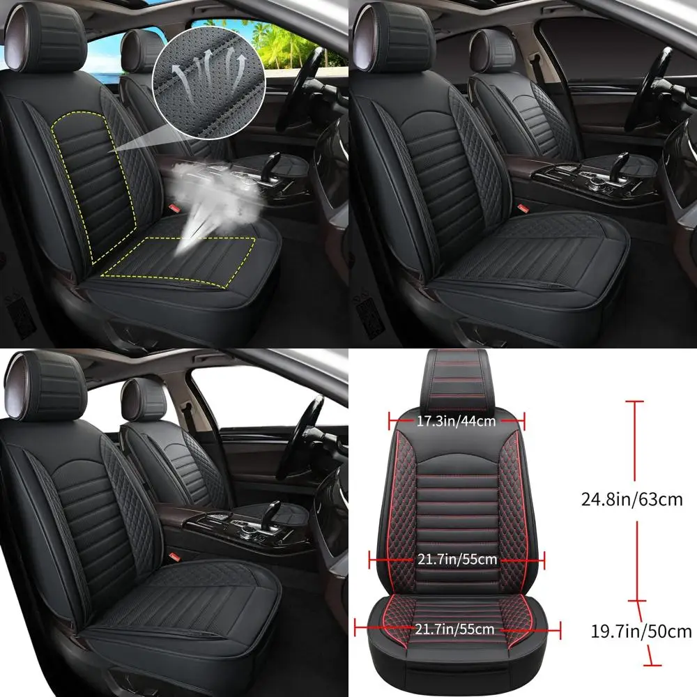 

Универсальные водонепроницаемые кожаные чехлы на сиденья Napa для передних сидений, противоскользящие защитные чехлы на автомобильные сиденья для автомобилей, внедорожников, грузовиков, седанов - Bl