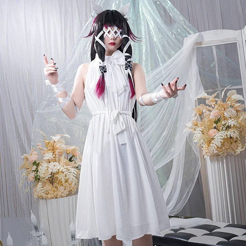 

FC6Genshin Fatui Columbina Cosplay Costume Wig White Dress Game Genshin Impact Harbinger Cosplay Uniforms Genshin Impact Ha@FC8！