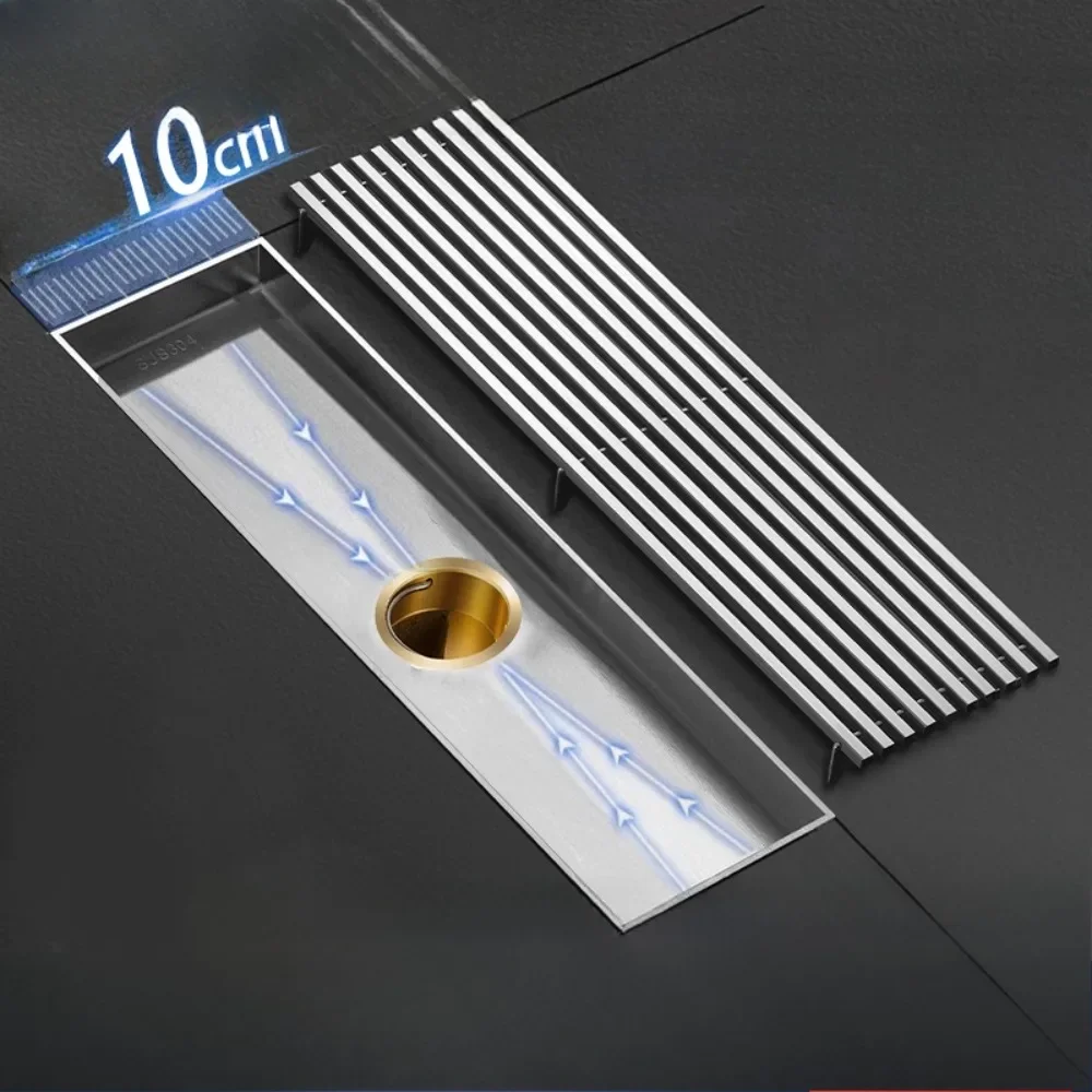 

Wide water guide long floor drain deodorant stainless steel bathroom shower room plus rectangular large displacement