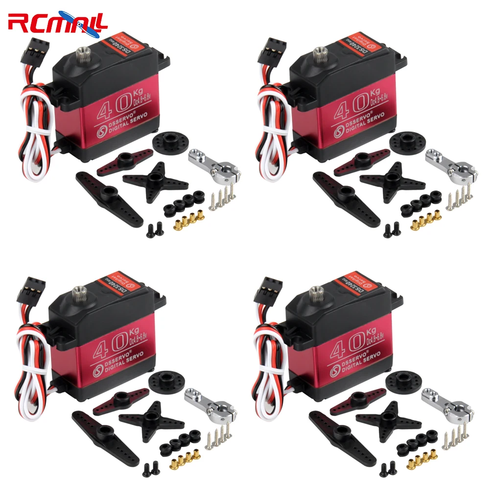 RCmall 4PCS DS3240 6V 40kg RC Digital Servo Waterproof IP66 180 270 Degree Full Metal Gear RC Servo Motor for RC Car Robot