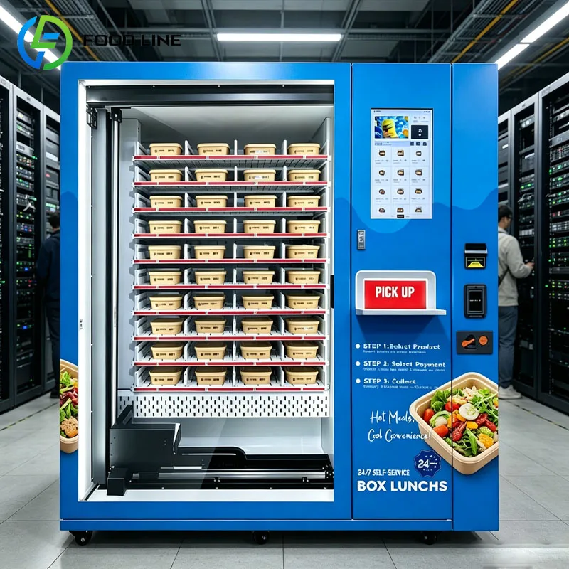 Automatic Bento Box Vending Machine Hot Chinese Meal Rice Lunch Fast Food Kiosk Smart Touch Screen Cashless 24H Customized