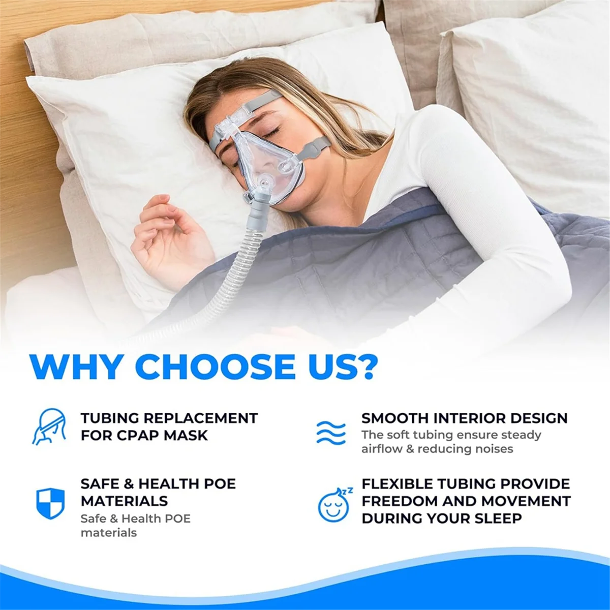 QA88X Lot de 2 tubes universels de remplacement pour fournitures CPAP, tuyaux de 6 pieds pour Philips Respironics, Resmed Airsense