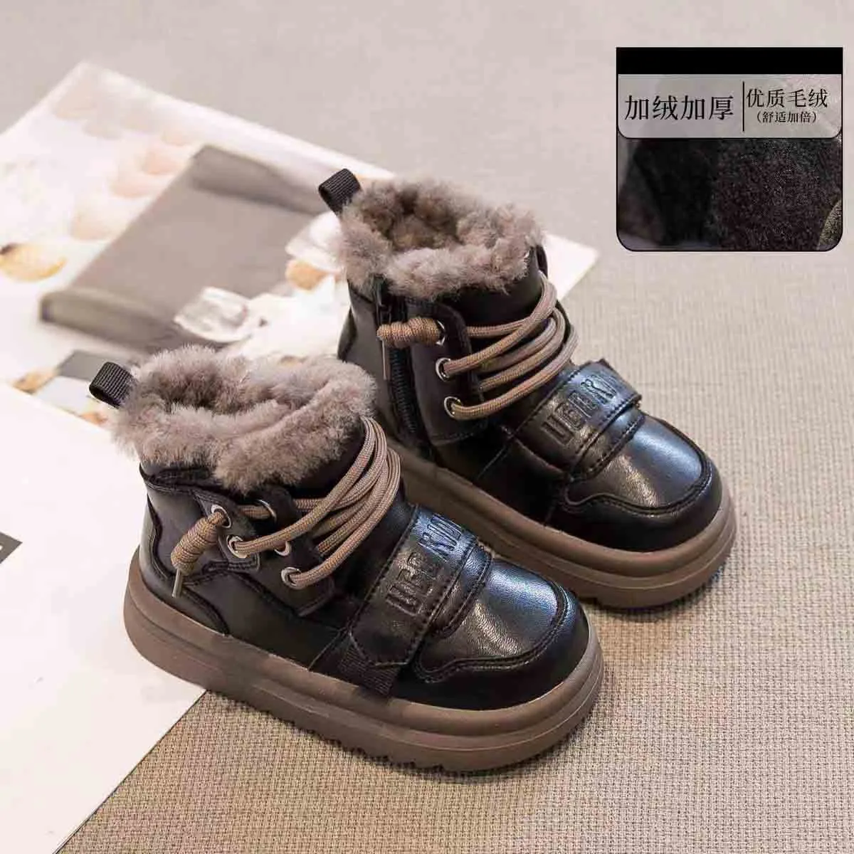 

Children's snow boots winter new style boys' cotton boots with thickened sole and girls' snow-proof cotton boots