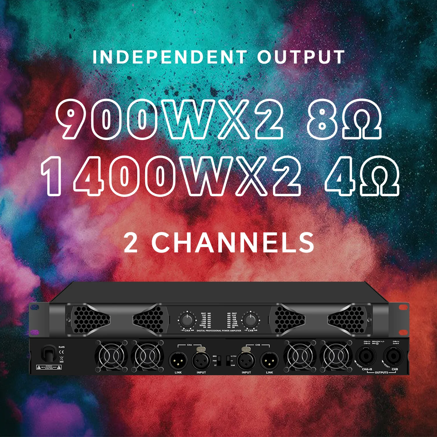 GAP-DQ2 Factory Digital Amplifier Pure Rear Stage 2-channel 1800W Cinema KTV Bar Audio Speaker Amplifier