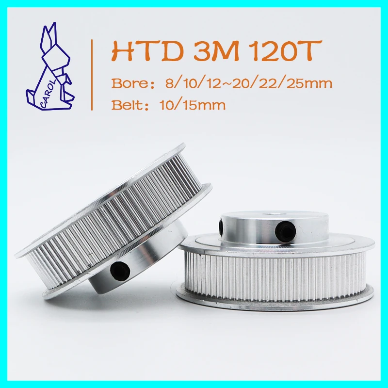 

HTD 3M 120Teeth Belt Pulley Bore8/10/12~20/22/25mm 3M Timing Pulley For Width 10/15mm Gears Synchronous Wheels HTD3M Pulley 120T