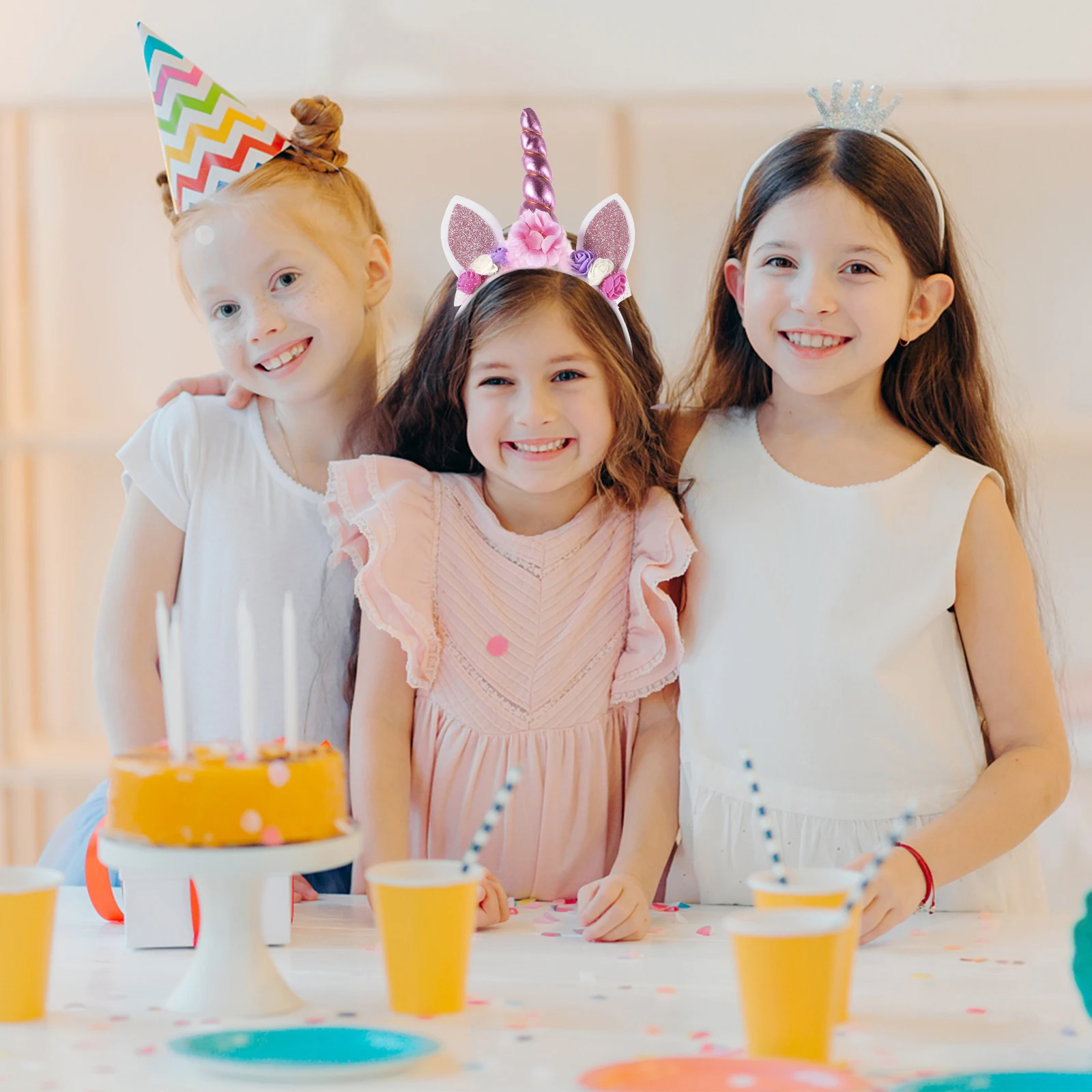

Unicorn Headband Glitter Pink Hair Horns Child Festival Headdress Party Headwear Cartoon Lovely Decor Girls Cosplay