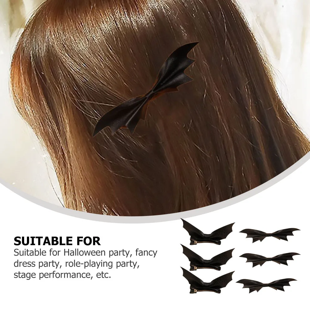 

6pcs Bat Clips Black Halloween Party Hairpins For Girls Festival Headdress Lightweight Durable Bat Shaped Hair Clip Party