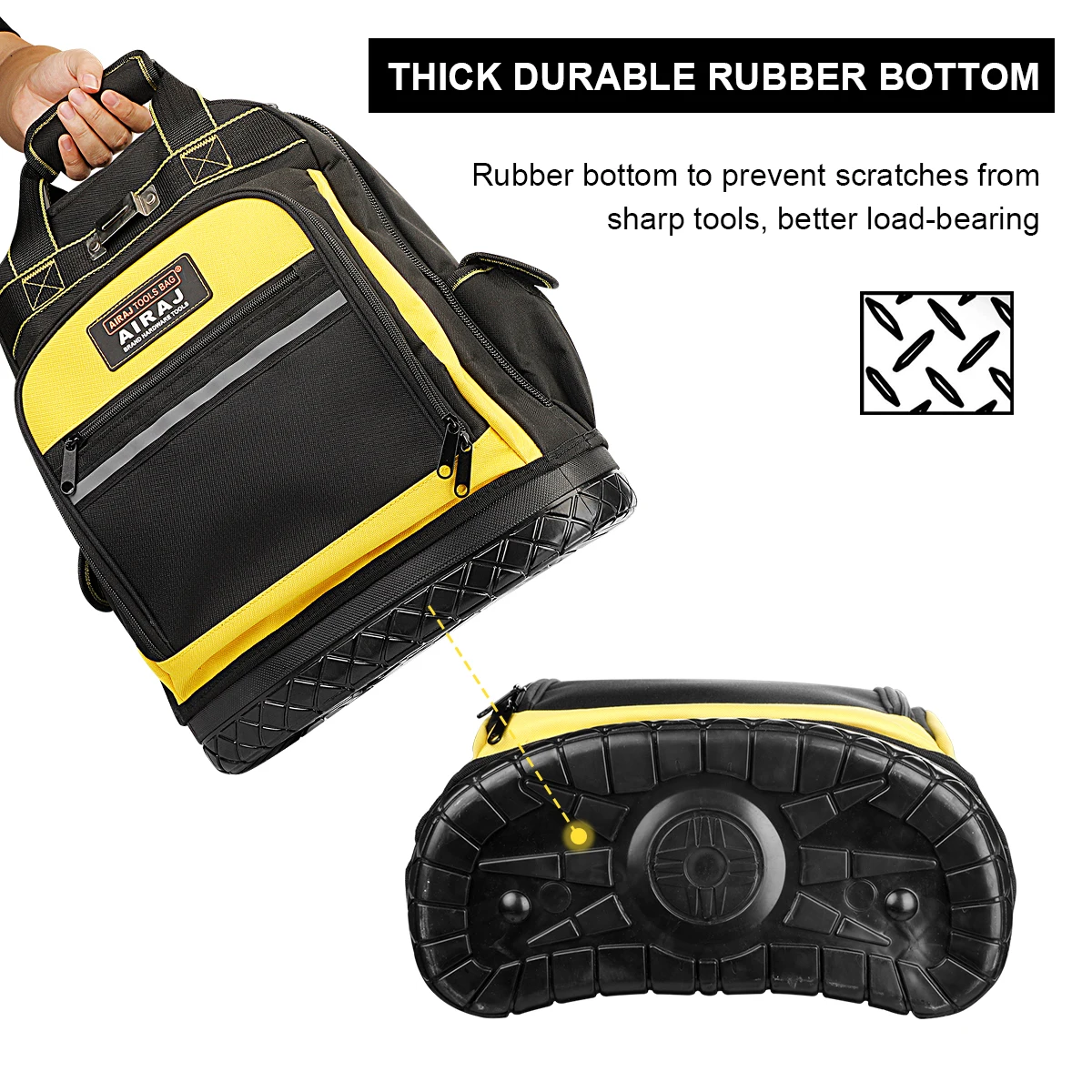 AIRAJ Large Capacity Tool Bag Rubber Durable Waterproof Shoulder Backpack Multi Pocket Tool Kit Electricians Repair Pouch