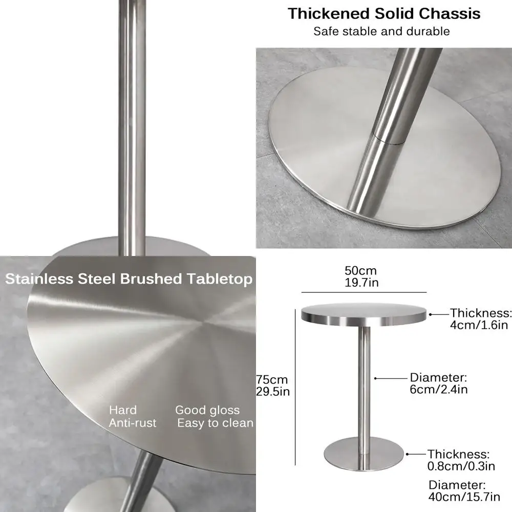 

50cm Stainless Steel End Table for Living, Dining, Cafe, and Balcony - Sleek Modern Design