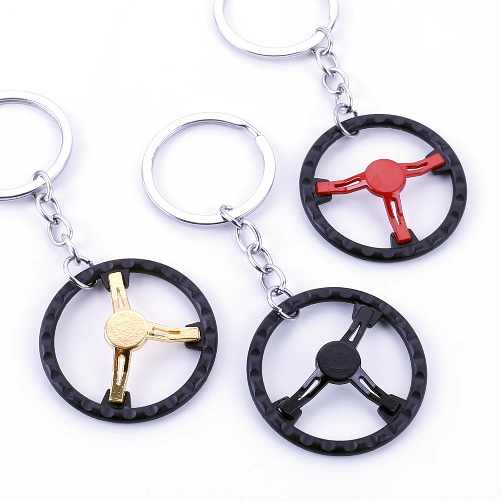 6pcs Car Steering Wheel Model Pendant Backpack Bag Charm Keychain Creative Hang Steer Control Key Chain Party Toy Gift Keyring