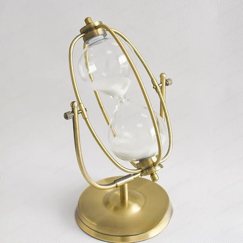 Brass Hourglass Retro  Luxury Ornament European Office Study TV Cabinet Wine Cabinet Soft Decoration