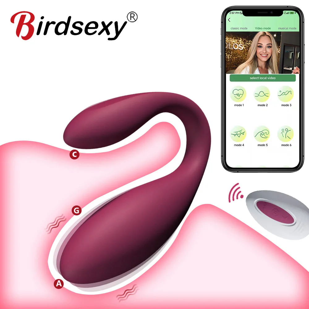App التحكم عن بعد تهتز البيض على شكل حرف U يمكن ارتداؤها هزاز مزدوج الانحناء G بقعة المهبل محفز الإناث معدات الاستمتاع واللعب الجنسي #1