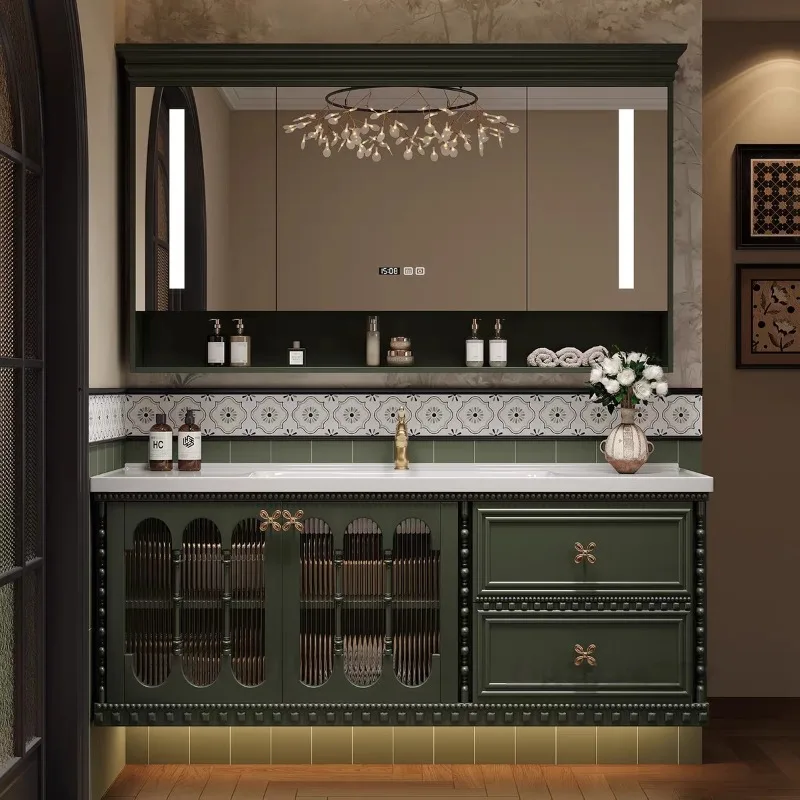 

European Drawers Bathroom Cabinet Sink Light Luxury Storage Bathroom Mirror Cabinet Space Saving Mobile Da Bagno Furniture Home