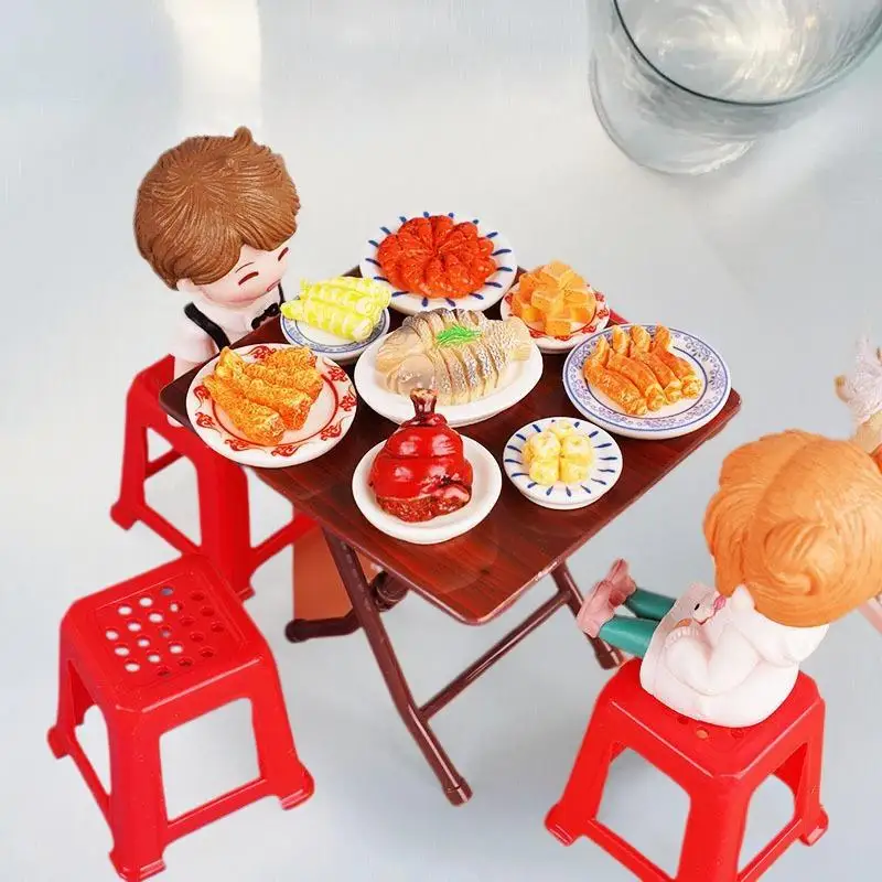 1/12 Dollhouse Simulation Table Chairs Model Set Dollhouse Mini Furniture Decoration Dolls House Accessories Pretend Play Toy