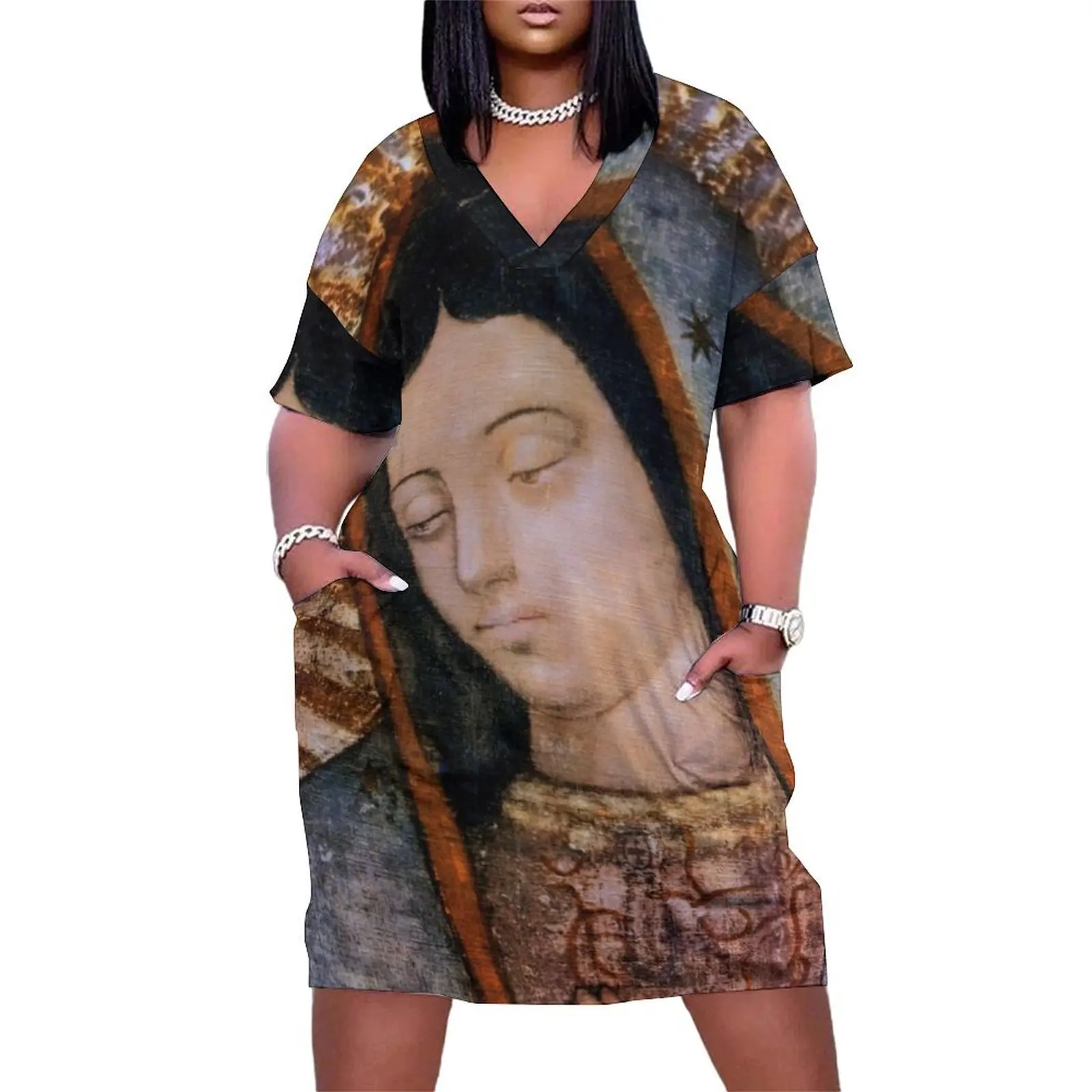 

Our Lady of Guadalupe Replica Bust Loose Pocket Dress Bride dresses Woman clothing