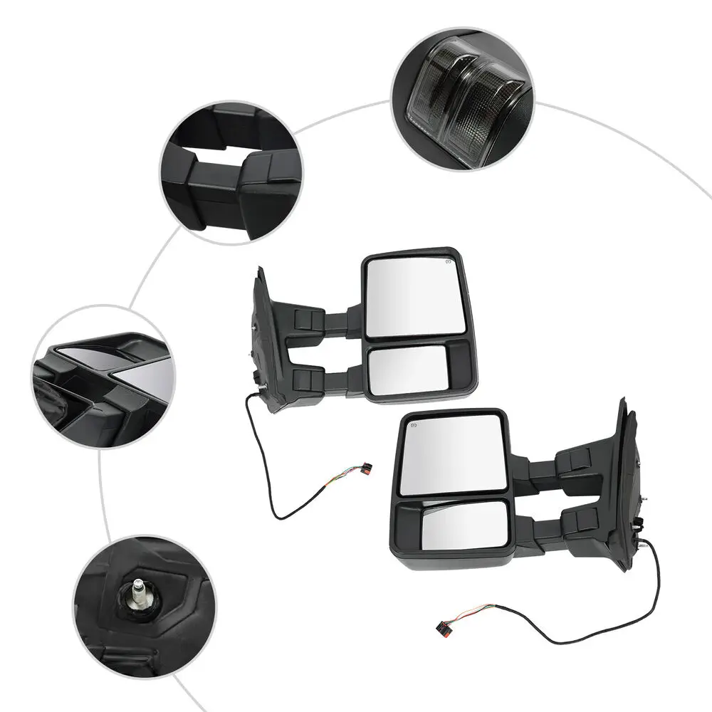 

Комплект пар дымчатых сигналов буксировочного зеркала с подогревом для Ford F150