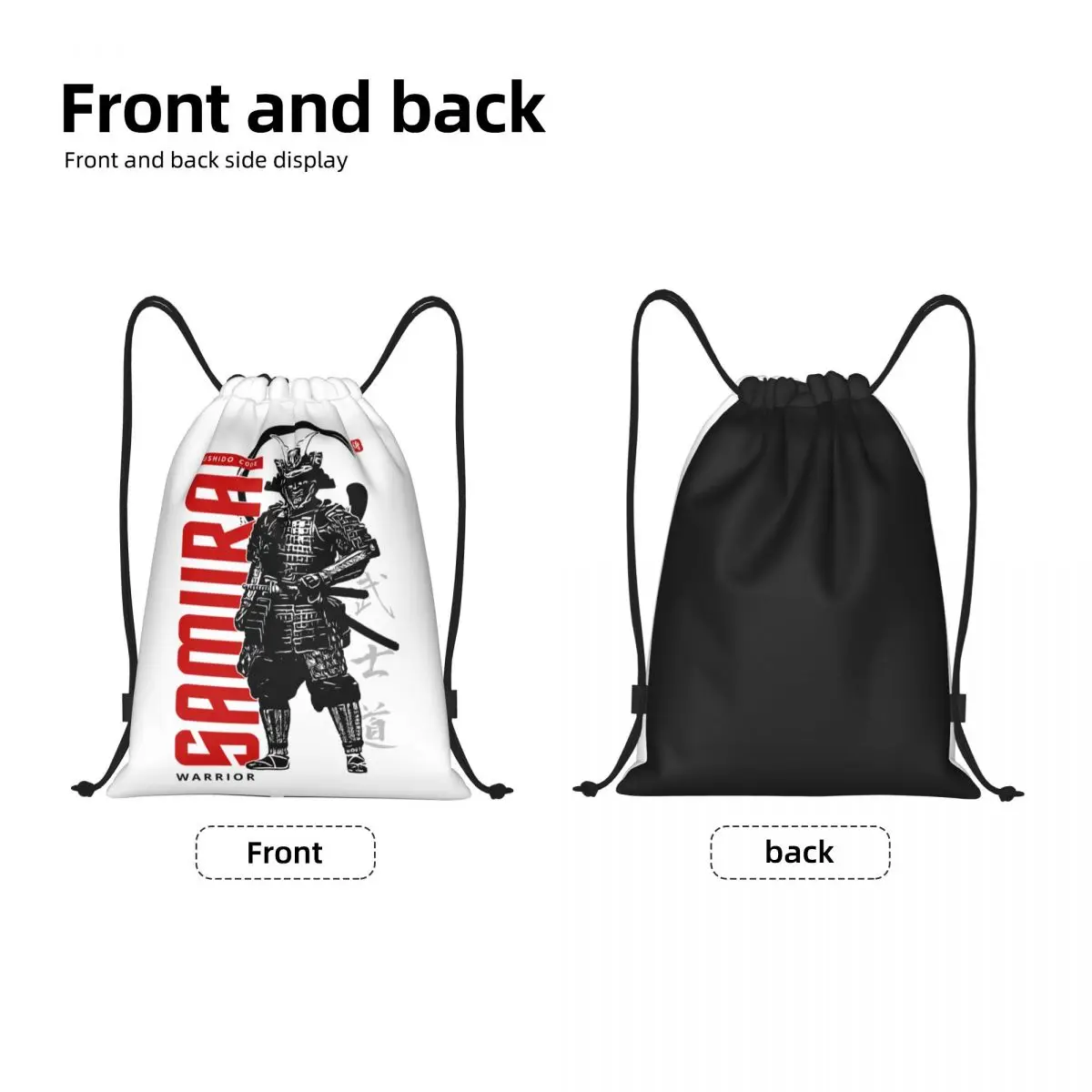 Custom Samurai Bushido Code Drawstring Bags Men Women Lightweight Japanese Warrior Sports Gym Storage Backpack