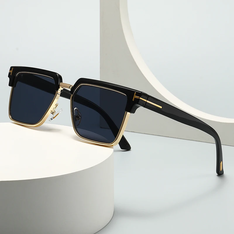 Cross-Border European and American Retro Metal Modern Vintage Charm Square Frame Sunglasses Ins Sunglasses 9820