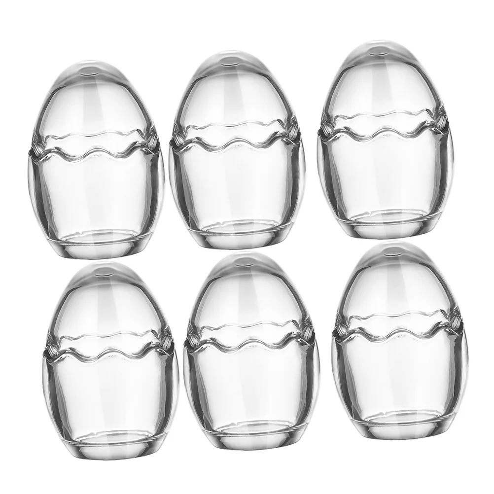 

6Pcs High Temperature Resistant Glass Pudding Cups Egg Shaped Transparent Dessert Containers for Yogurt Custard Jelly