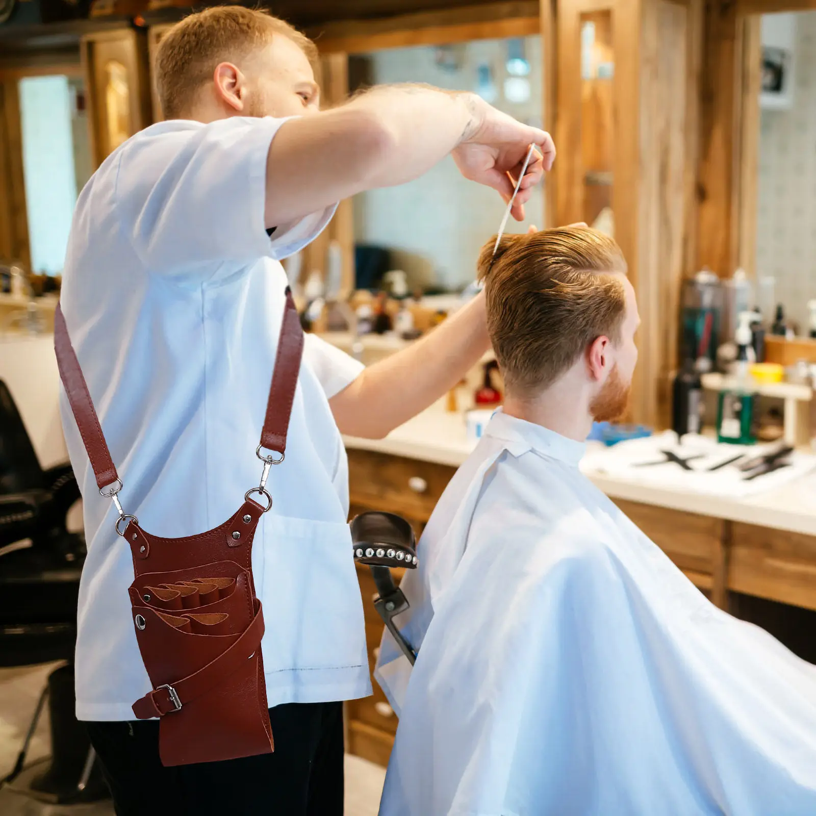 

Barber Scissors Pouch PU Hairdressing Waist Bag Multifunction Scissors Holder Compact Portable Tool Case Hairdressing Waist Bag