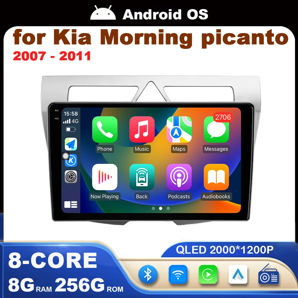 

Android OS BT Car Video Multimedia Player No 2 din for Kia Morning picanto 2007 - 2011 GPS DSP Stereo 2.5D Screen WiFi Head Unit
