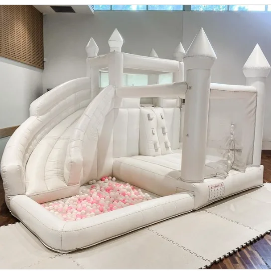 Gran oferta, color pastel claro de grado comercial, casa de rebote inflable para boda, puente, castillo hinchable blanco, combo para saltar