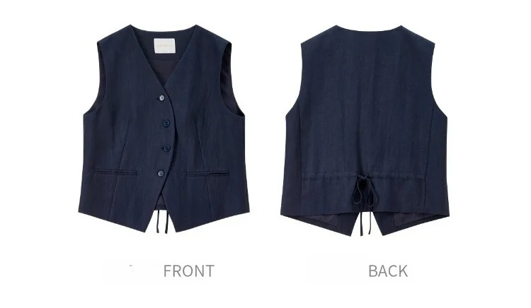 SENTUBILA Damen Weste mit V-Ausschnitt, Sommer 2026, Neues Minimalistisches Pendler-Design, Einfache Ärmellose Oberbekleidung mit Kordelzug, 162JA4957 – Detail 32