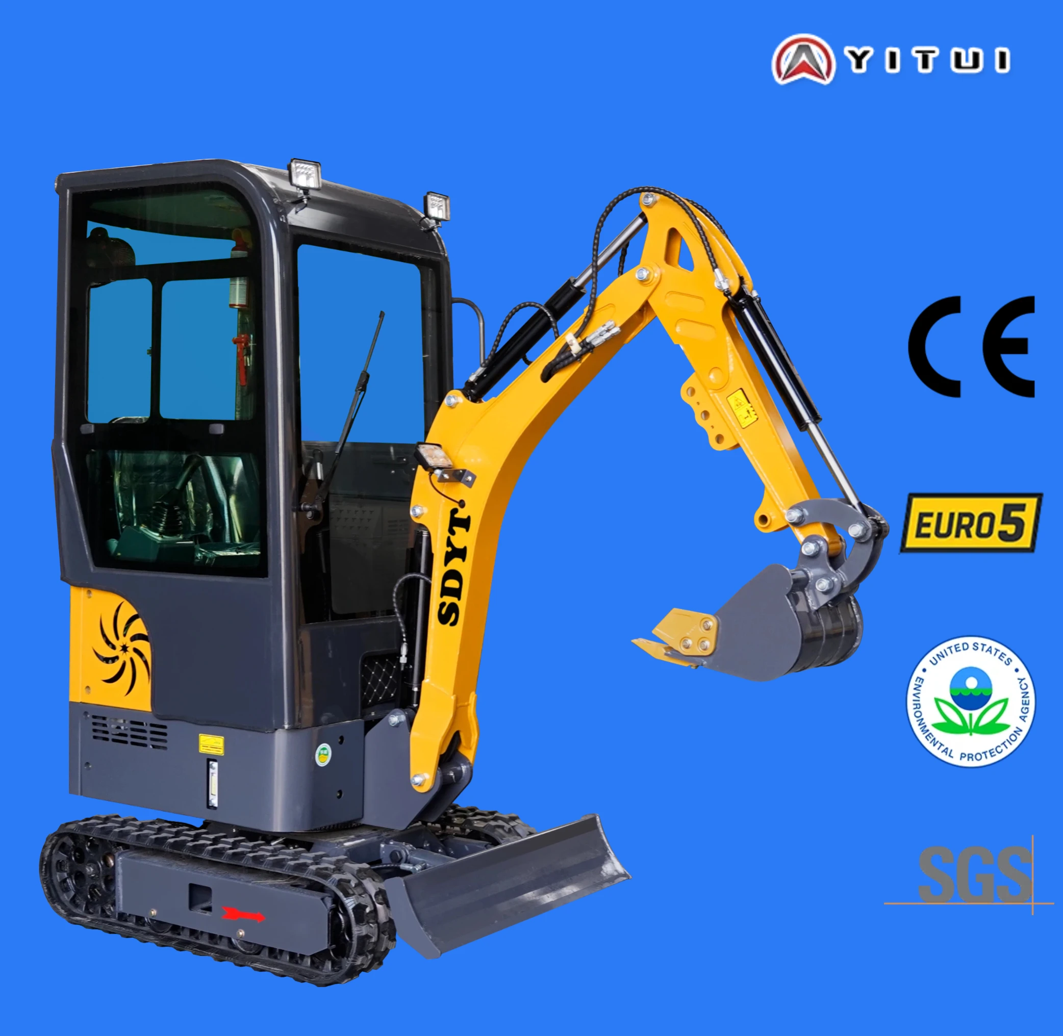 2026 Factory Direct Sale Epa Euro 5 Mini Excavators After Sale Service 1.2 Ton Mini Excavators Support Customized