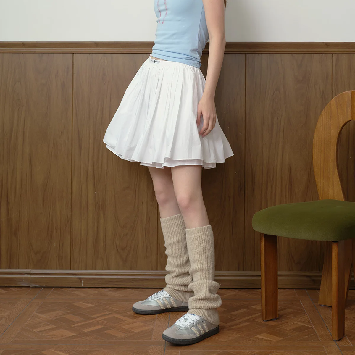 Scaldamuscoli a tubo alto in maglia solida da donna, stile designer, yoga, fitness, allenamento, calzini slouch, outfit invernale