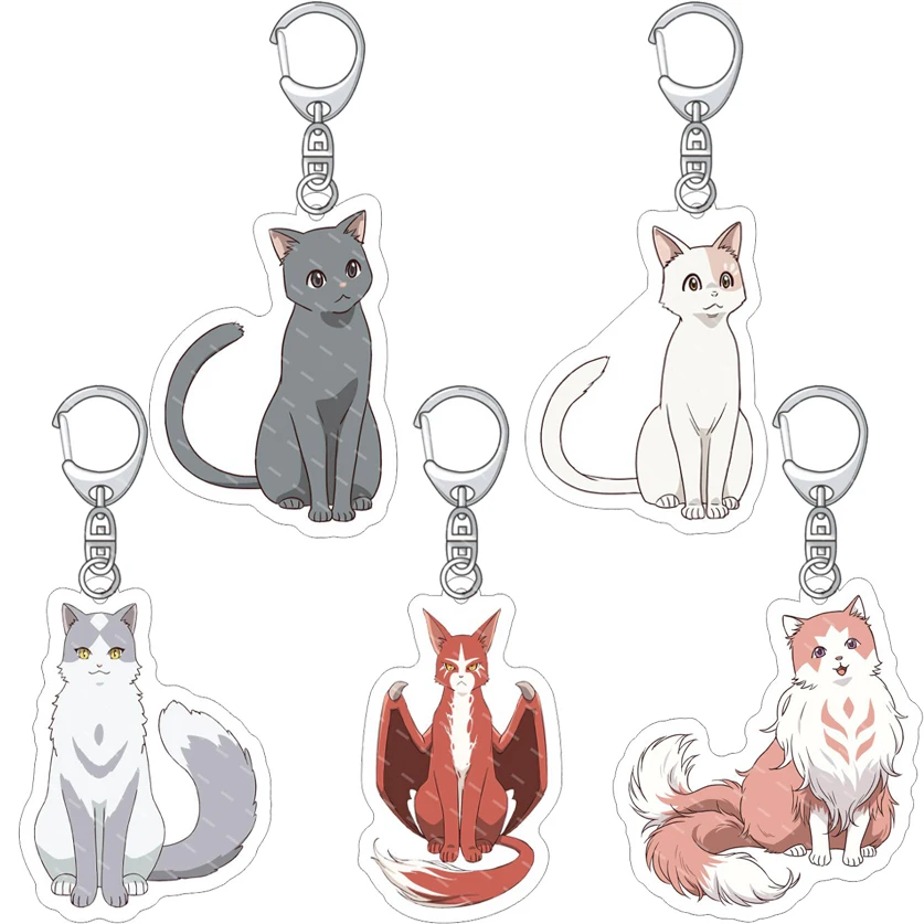 55MM Anime ‌ Die Katze und der Drache Figur Nekoryu Mama Nya Shirotae Kurobane Haibuchi Acryl Schlüsselanhänger Kawaii ‌   Weihnachtsgeschenke
