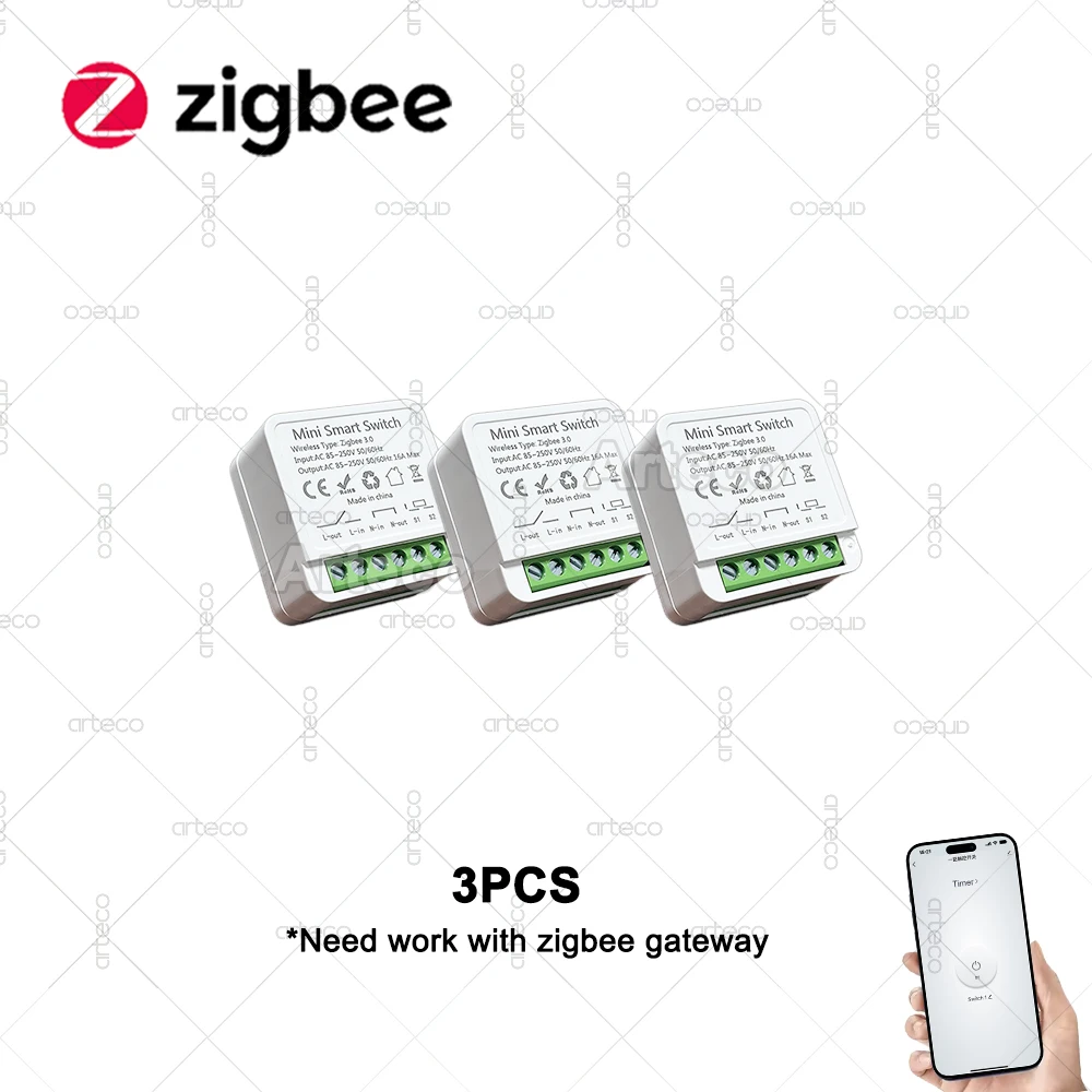 Zigbee 3.0 Mini Smart Switch 16A 2-Wege-Steuerung Relais-Schalter Hausautomation DIY-Modul Lichtschalter Benötigt Gateway-Unterstützung Z2M