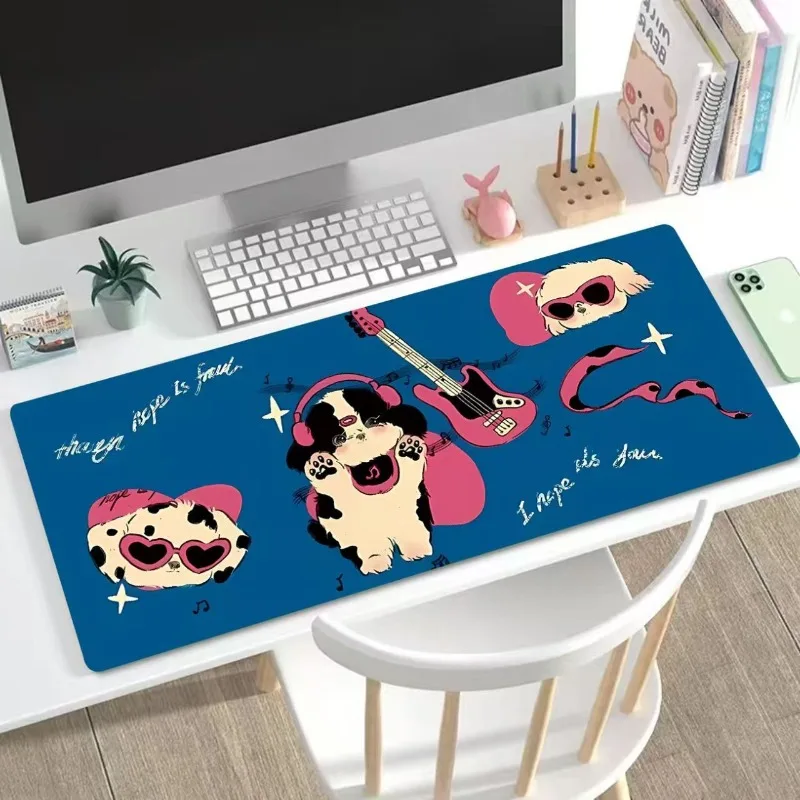 Cartoon illustration mouse pad oversized cute girl dormitory computer table pad large keyboard pad