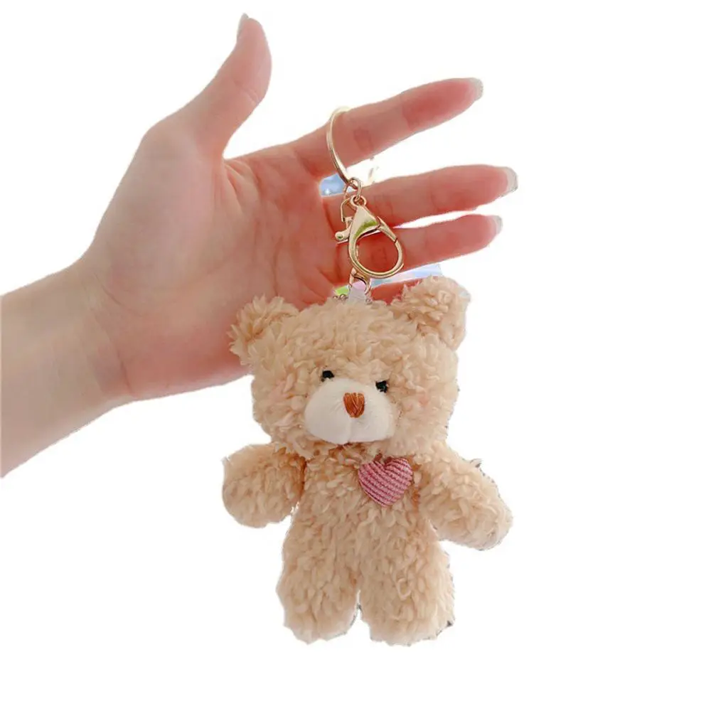 Kawaii 11cm Soft Teddy Bear Keychain Plush Rabbit Pendant Keychain DIY Trinket Kids Stuffed Animal Toys Bag Car Accessories