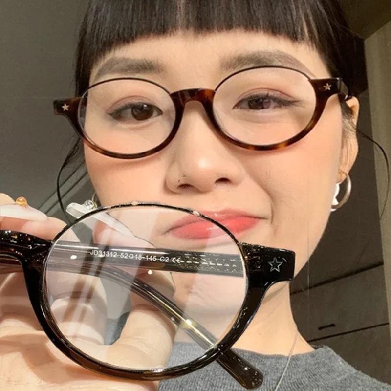 

Овальные очки с полунизом для женщин Y2K, милые крутые очки в стиле ретро с защитой от синего света, очки для чтения на компьютере, модные очки