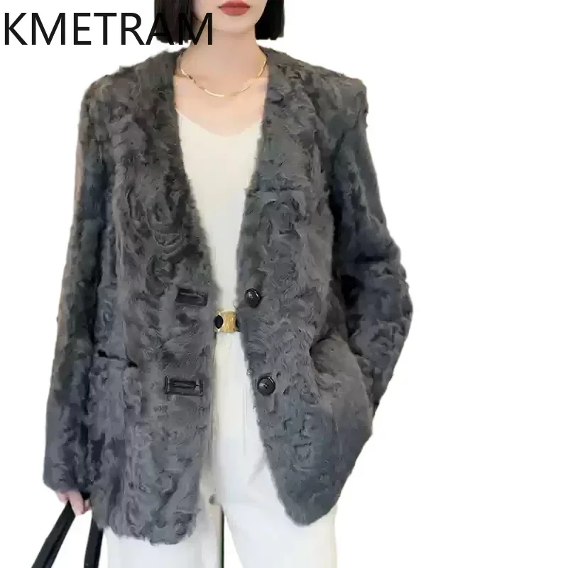 Real Wool Sheepskin Fur Jacket 2024 Winter Clothes Woman Luxury Double Faced Fur Coat Women Old Money Style Outerwears Fourrure