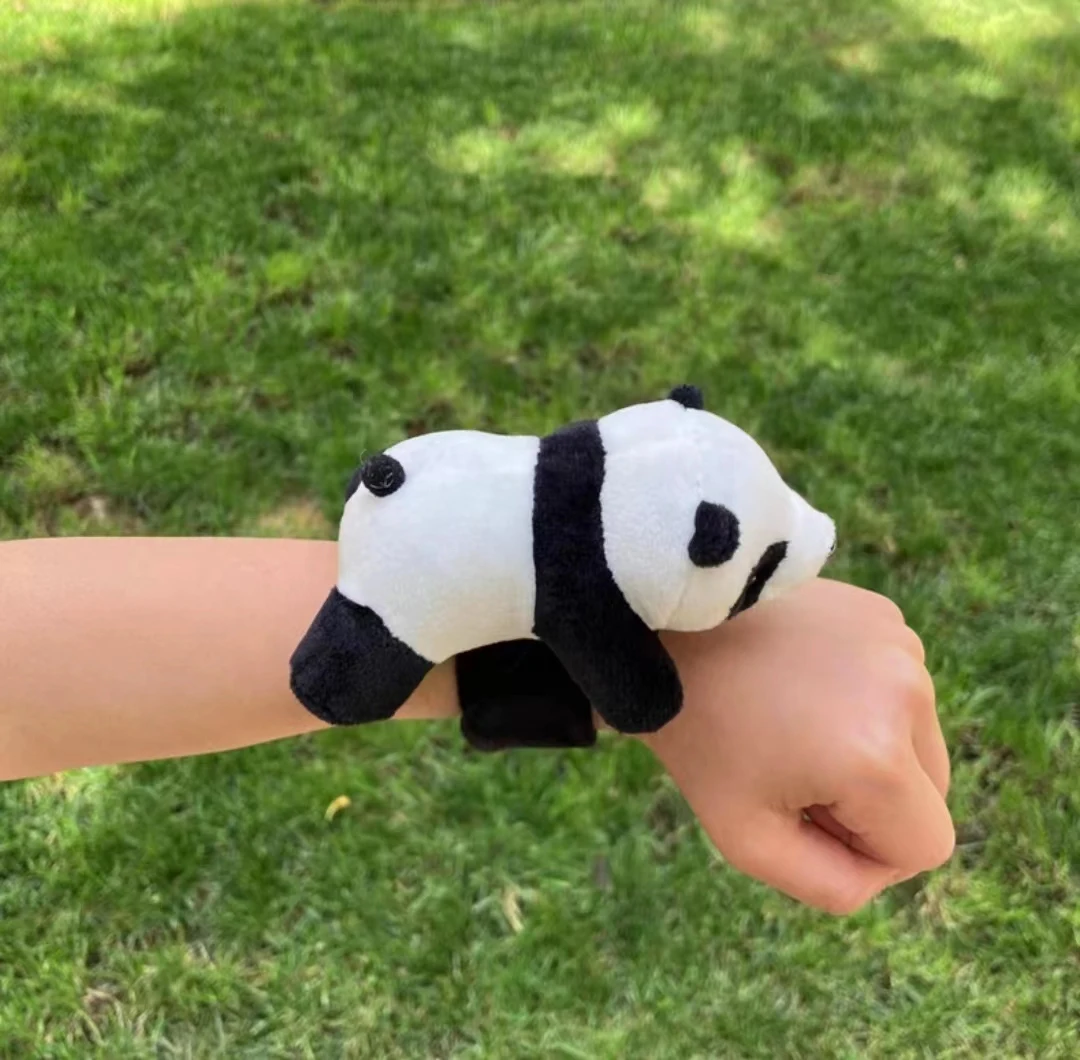 Cute Panda Wrist Bracelet Pop Ring Clip, Surprise Gift Plush Doll Birthday Holiday Gift, Good For Children And Friends