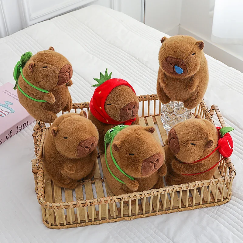 Capybara 플러시 장난감 박제 동물 거북이 배낭과 귀여운 Capybara 부드러운 인형 어린이 Kapibala 장난감 생일 크리스마스 선물