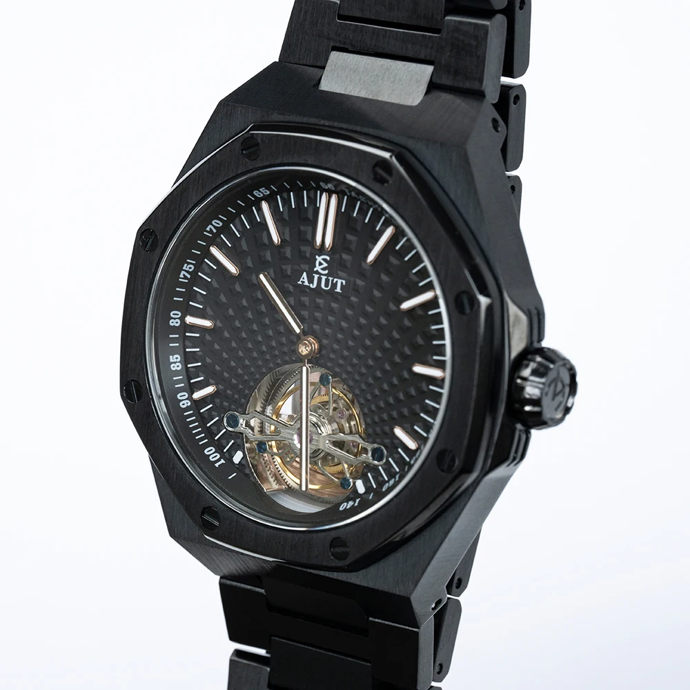 AJUT 0516 Automatic Tourbillon Mechanical Man Watches Flying Tourbillon Sapphire Simple Business Men's Luxury Watch Vintage