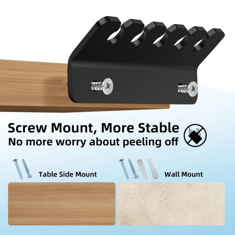 

4pcs Acrylic Cable Holder Clip 5 Slots White Cord Holder Clip Black Wide Usage Desk Cable Clip Desk Organization