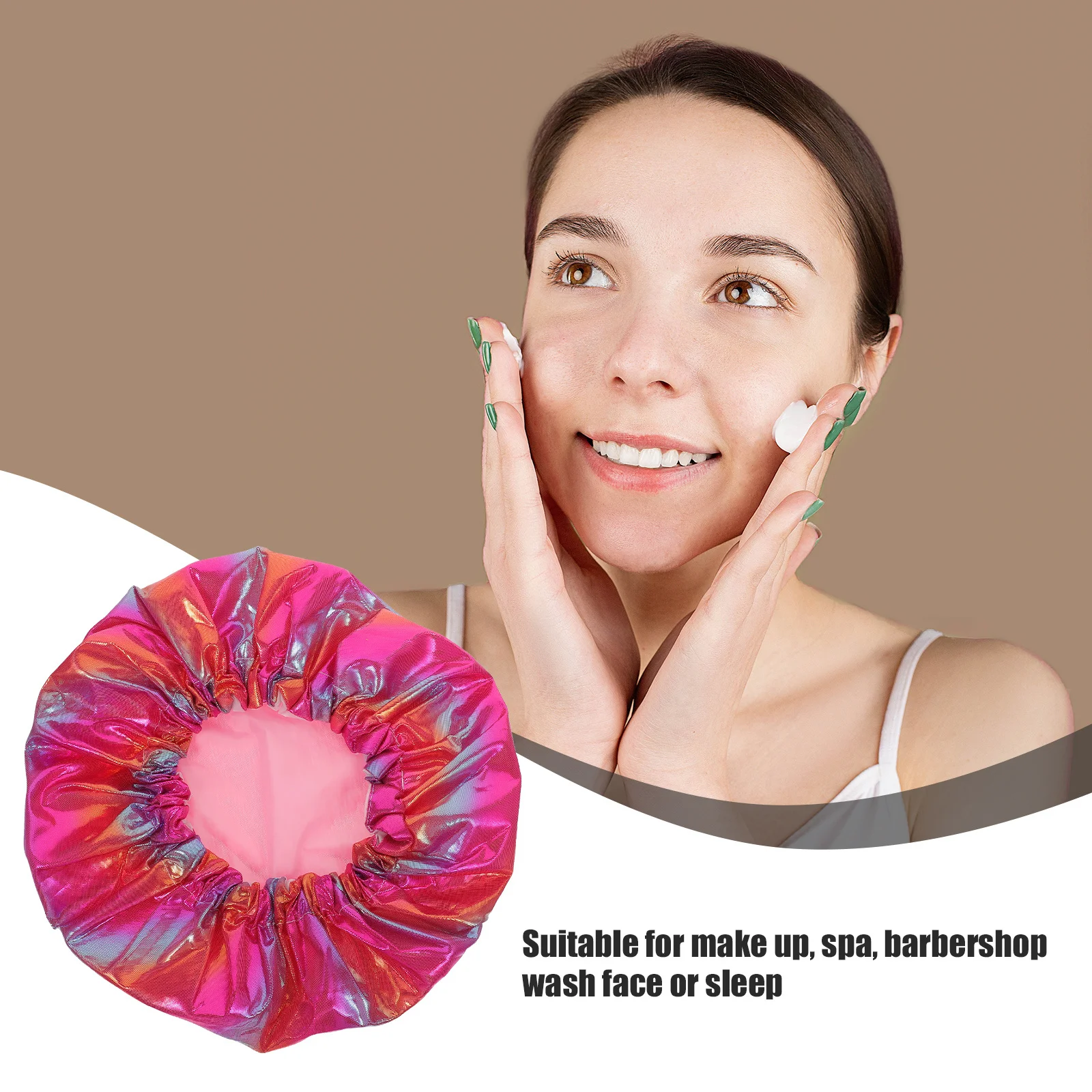 

Waterproof Shower Caps Double Layer Reusable Bath Cap For Women Breathable Hair Protection Hat Travel Spa Sleep