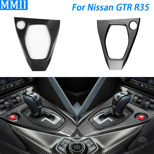 리얼 드라이 탄소 섬유 센터 콘솔 기어 시프트 노브 커버, Niisan GTR R35 2017-2025 용, 자동차 인테리어 수정 액세서리