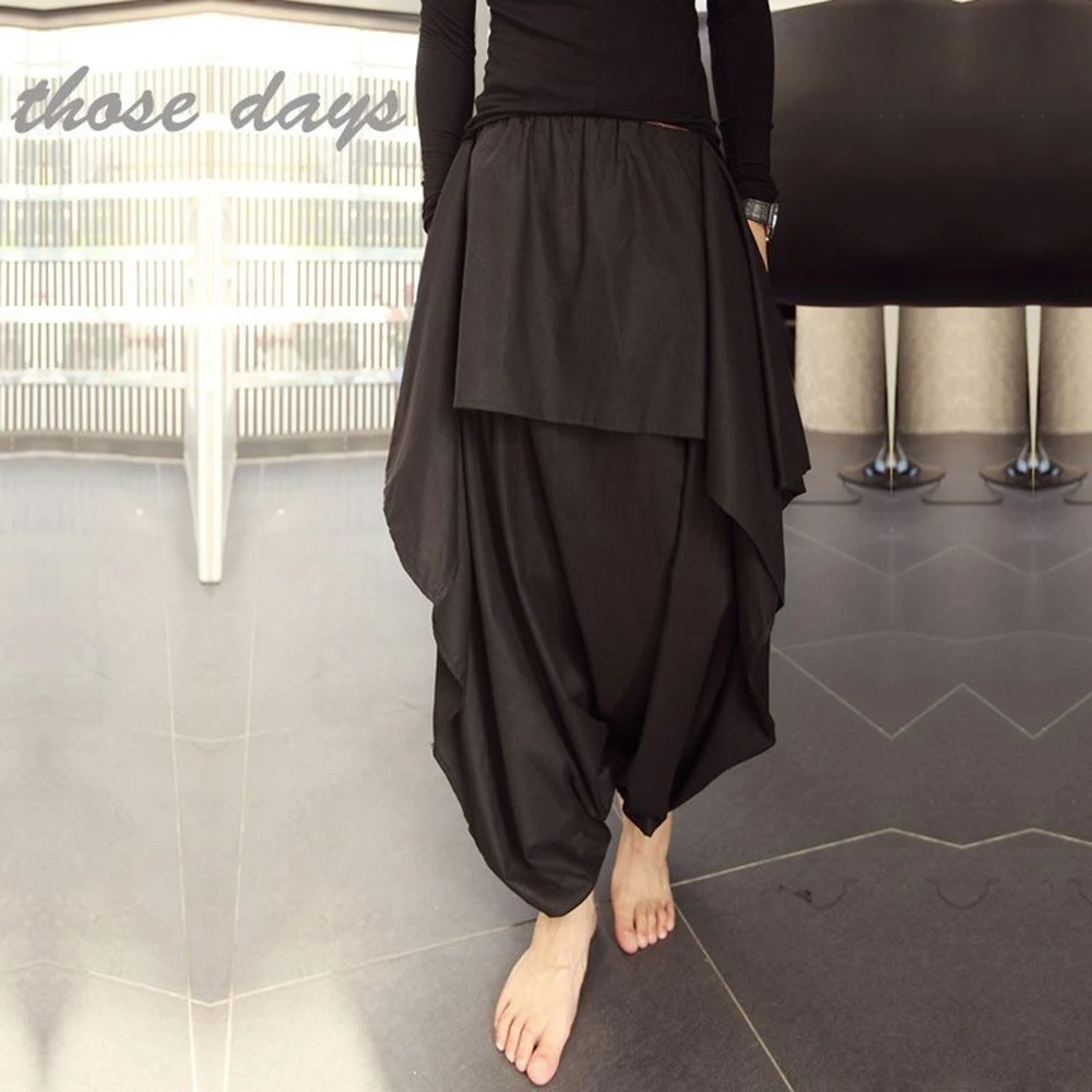 Y2k Dark Gothic Japanese Irregular Layered Harem Skirt Pants Genderless Streetwear Fashion Youth Punk Casual Hakama Unisex 2026