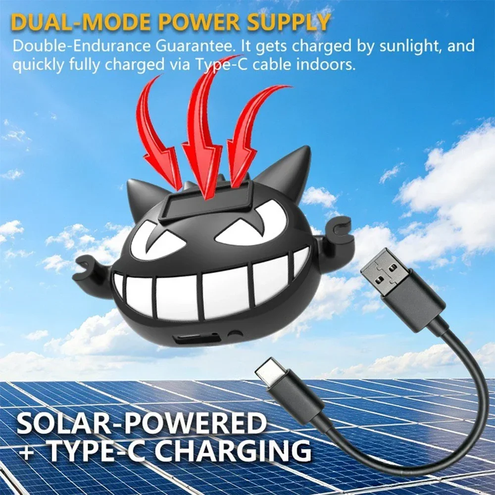 1PCS Solar-Powered LED Demon Eye Window Lights, Solar/Type-C Dual Charging, Waterproof Decorative Night Lamps, Universal