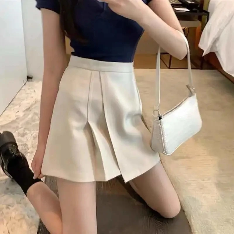 

Korean Fashion High Waist Pleated Skirt Women Korean Thin Female Summer Casual Loose Irregular Sexy Mini Skirt Jupe Longue Femme