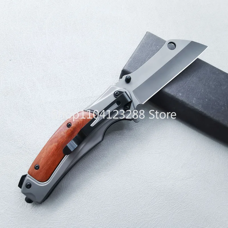 Outdoor BK DA107 Wooden Handle Folding Knife Portable Multi-Purpose Pocket Knife Wilderness Survival Sharp EDC Self-defense Tool